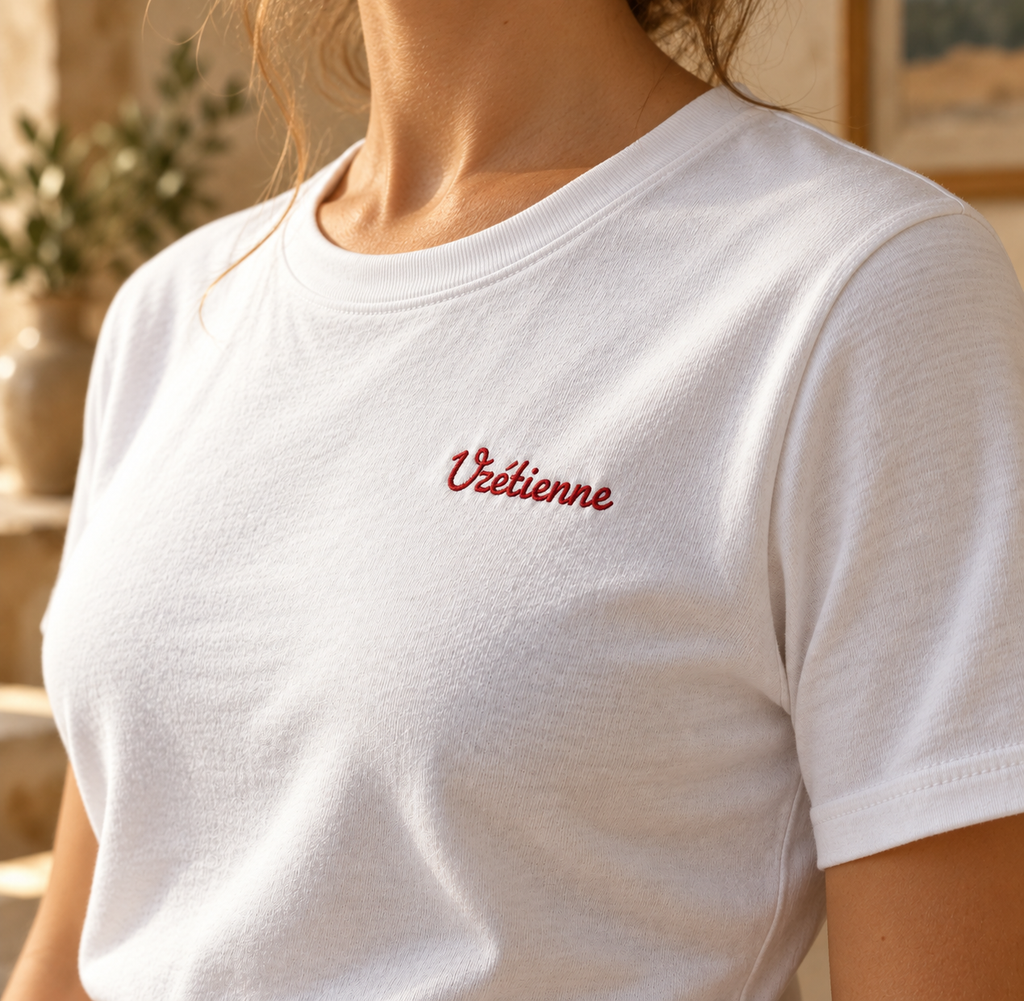 Uzétienne | T-shirt unisexe épais ras du cou | Gildan® 5000 Blanc